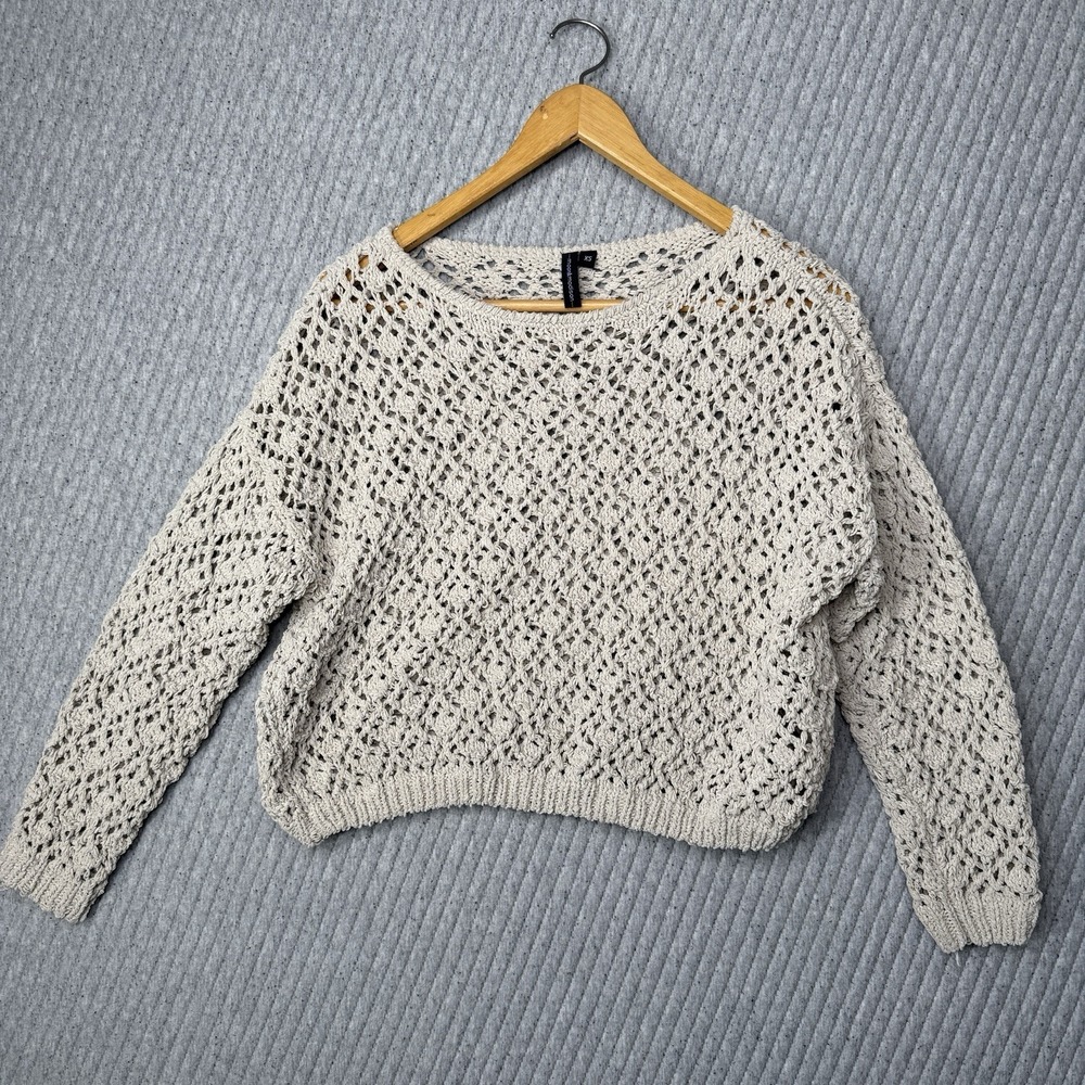 moon & madison Open-Knit Cream Sweater